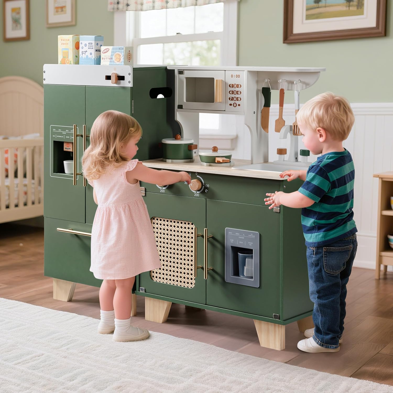 Wooden Play Kitchen 3-Piece Set