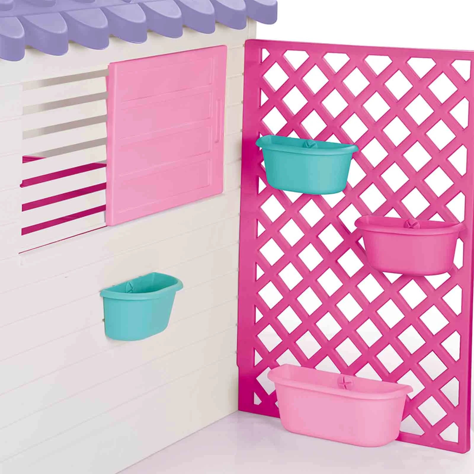 Children's Playhouse with Play Fence - Pink & White (2+ Years)