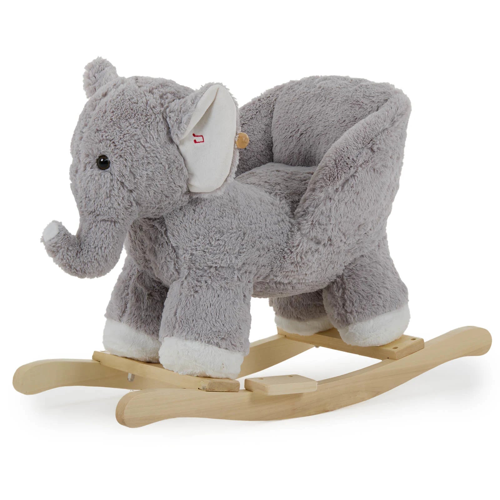 Puggle Plush Wooden Rocking Elephant Seat with Sounds
